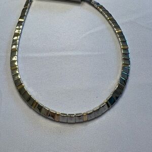 Silver Geometric Necklace with Polished Finish